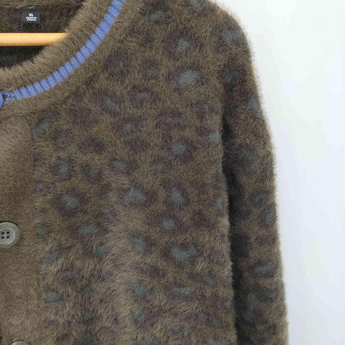 ジーユー GU レオパード柄 シャギークルーネック カーディガン メンズ  XL